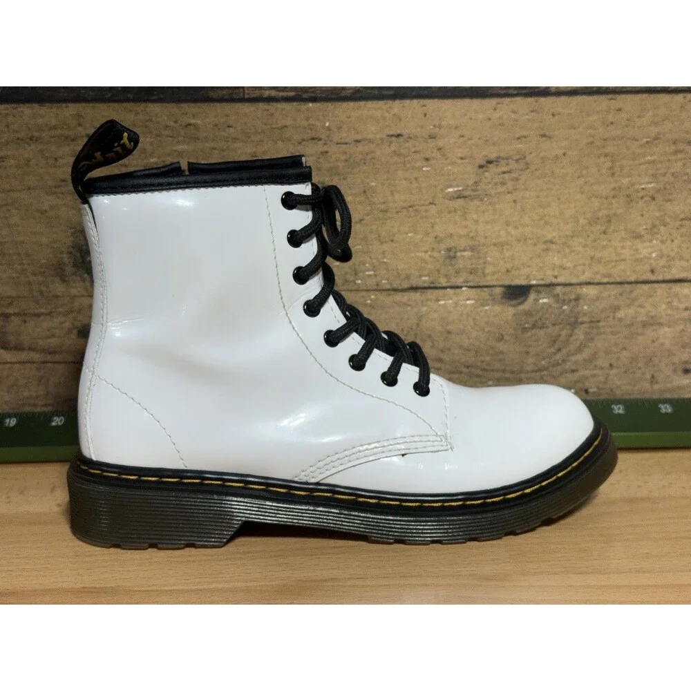 Dr Martens 1460 J White Patent Leather size Zip Boots 3 Y2K Emo Goth Prep